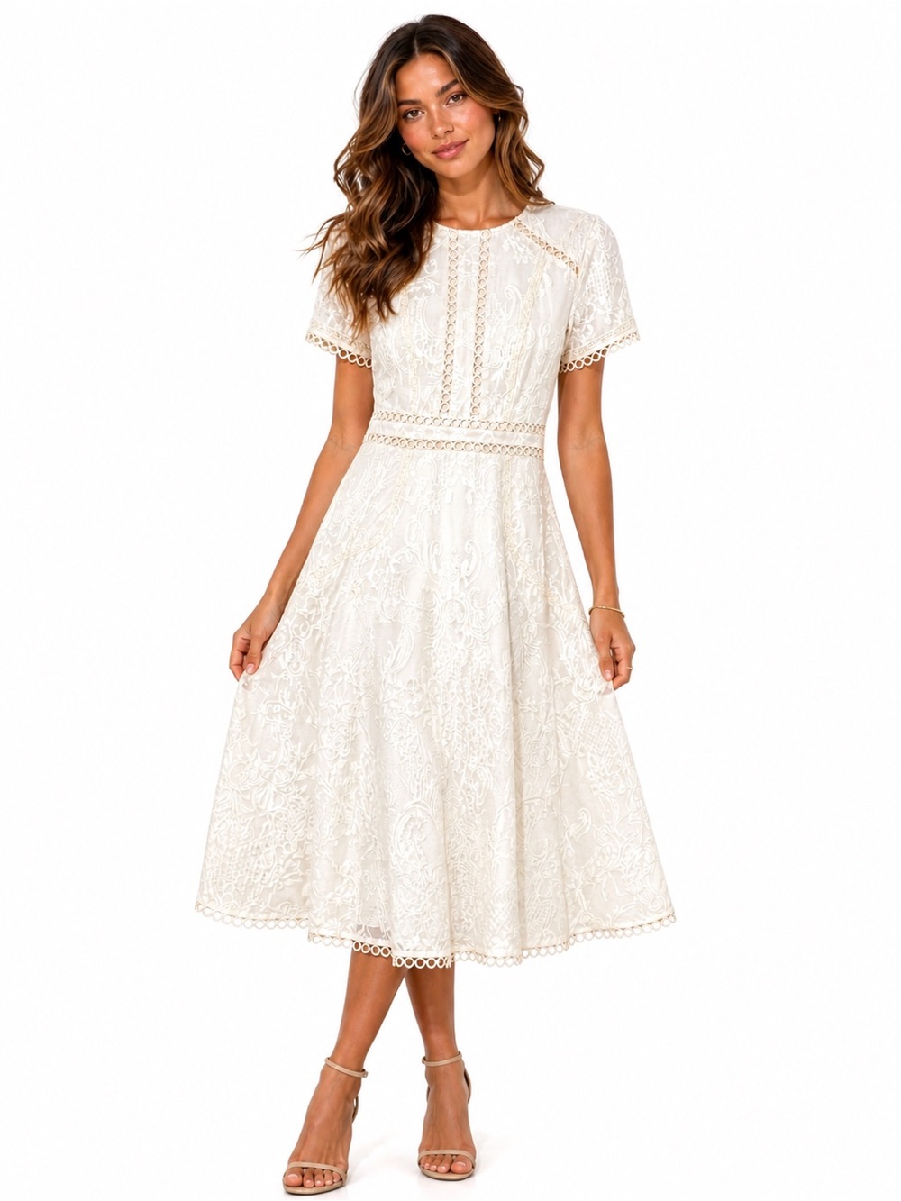 NWT Ever New Eve Vintage Lace Midi Dress Sz 2 Romantic Summer Feminine Elegant